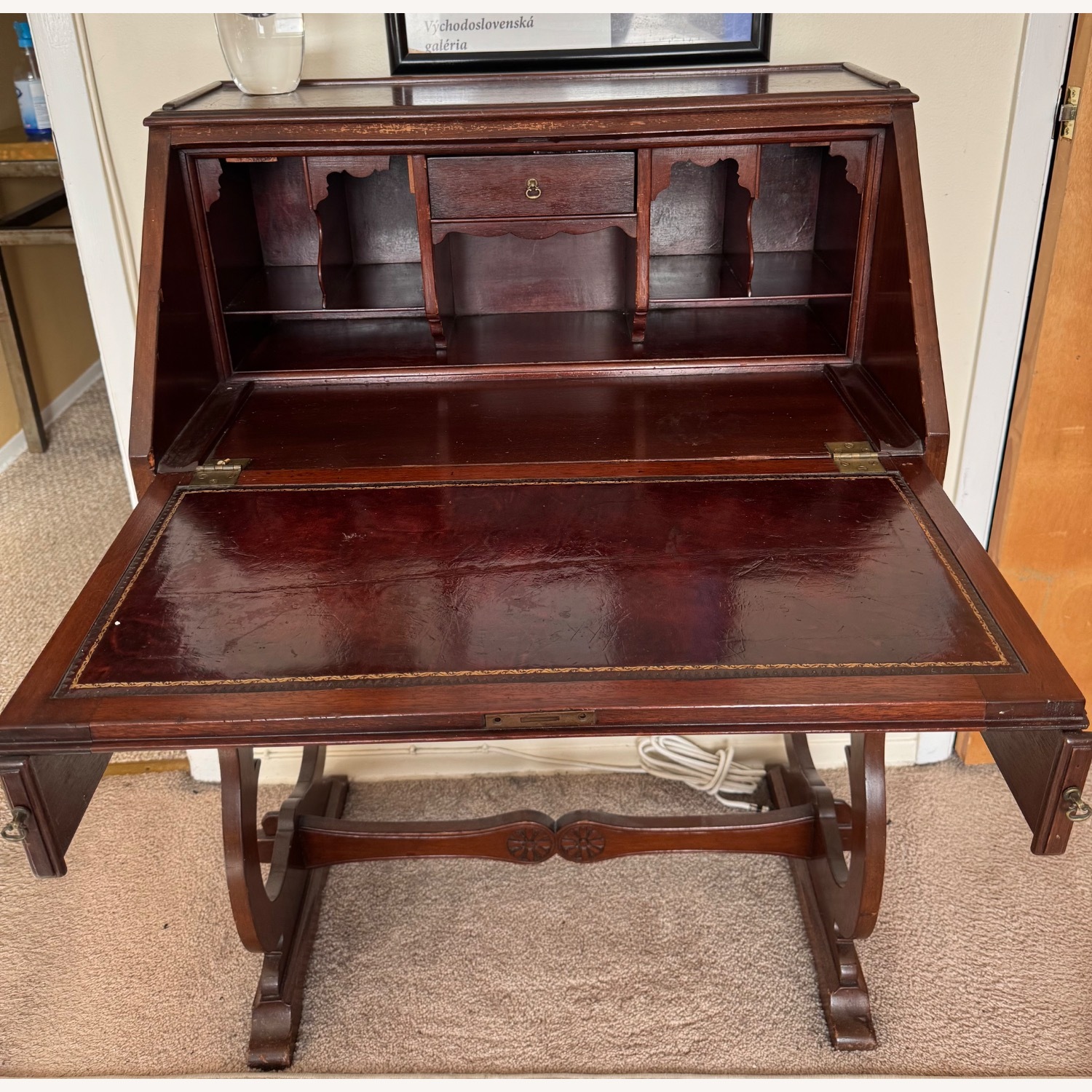 Vintage/Antique Dark Brown Wood Desk - image-1