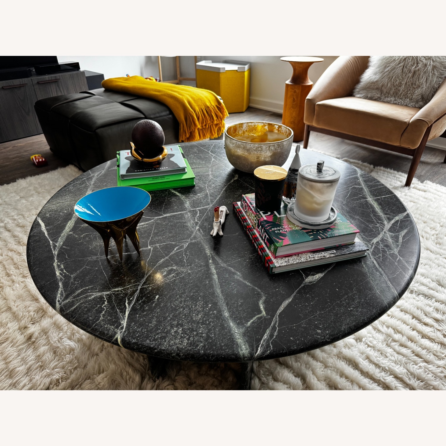 CB2 Green Marble Coffee Table - image-3