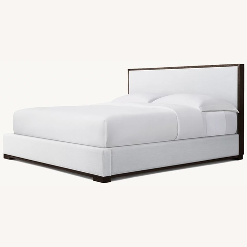 Used Restoration Hardware White King Modena Fabric Framed Panel Bed for sale on AptDeco