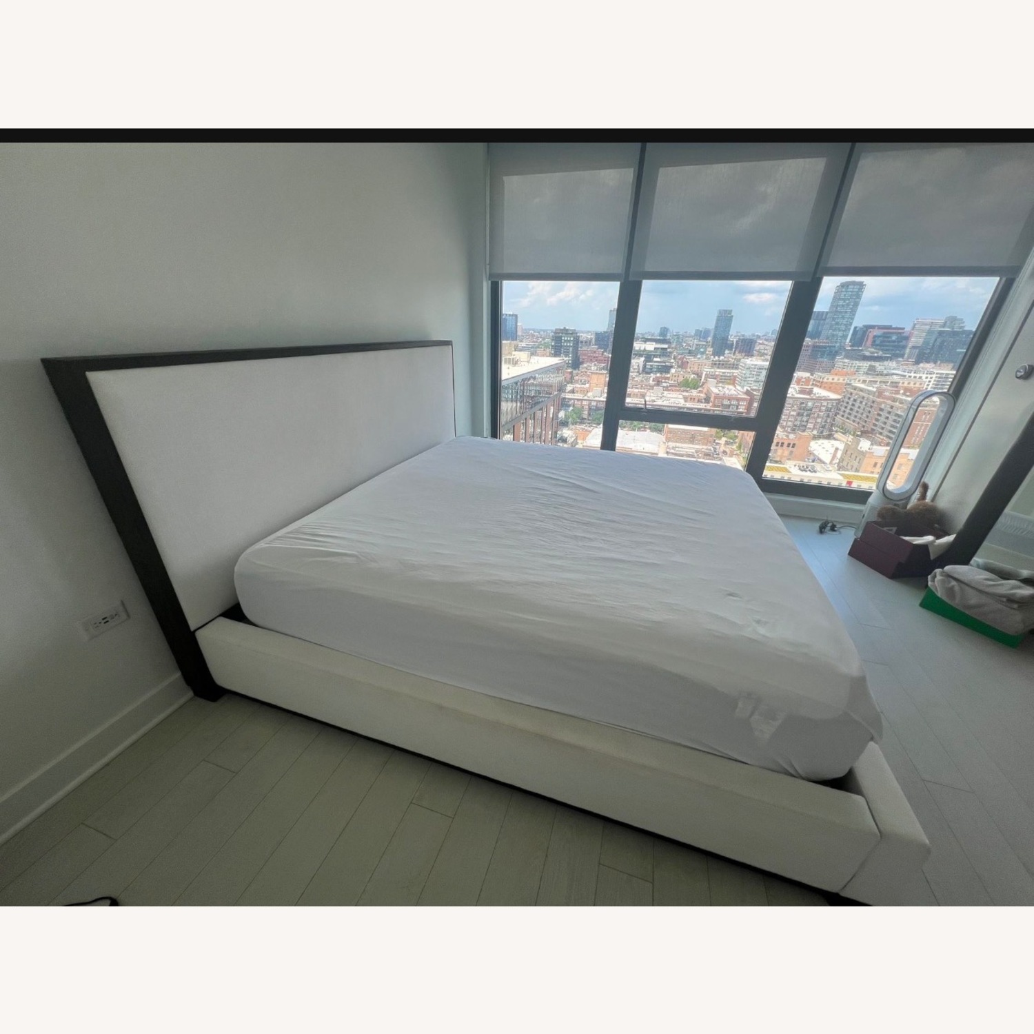 Restoration Hardware White King Modena Fabric Framed Panel Bed - image-6