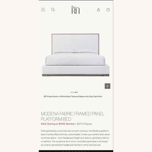 Used Restoration Hardware White King Modena Fabric Framed Panel Bed for sale on AptDeco