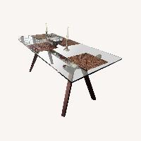 LuxeDecor Glass Dining Table