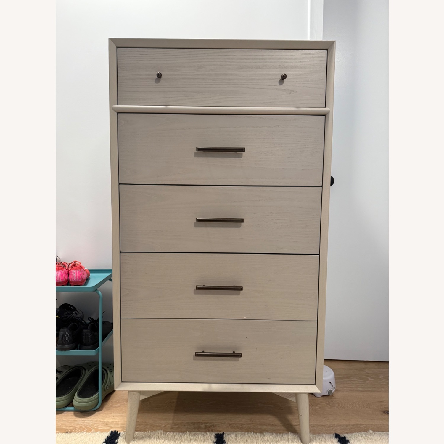 West Elm Mid Century Light Gray Wood Dresser - image-2