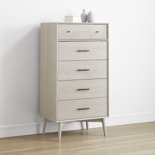 Used West Elm Mid Century Light Gray Wood Dresser for sale on AptDeco