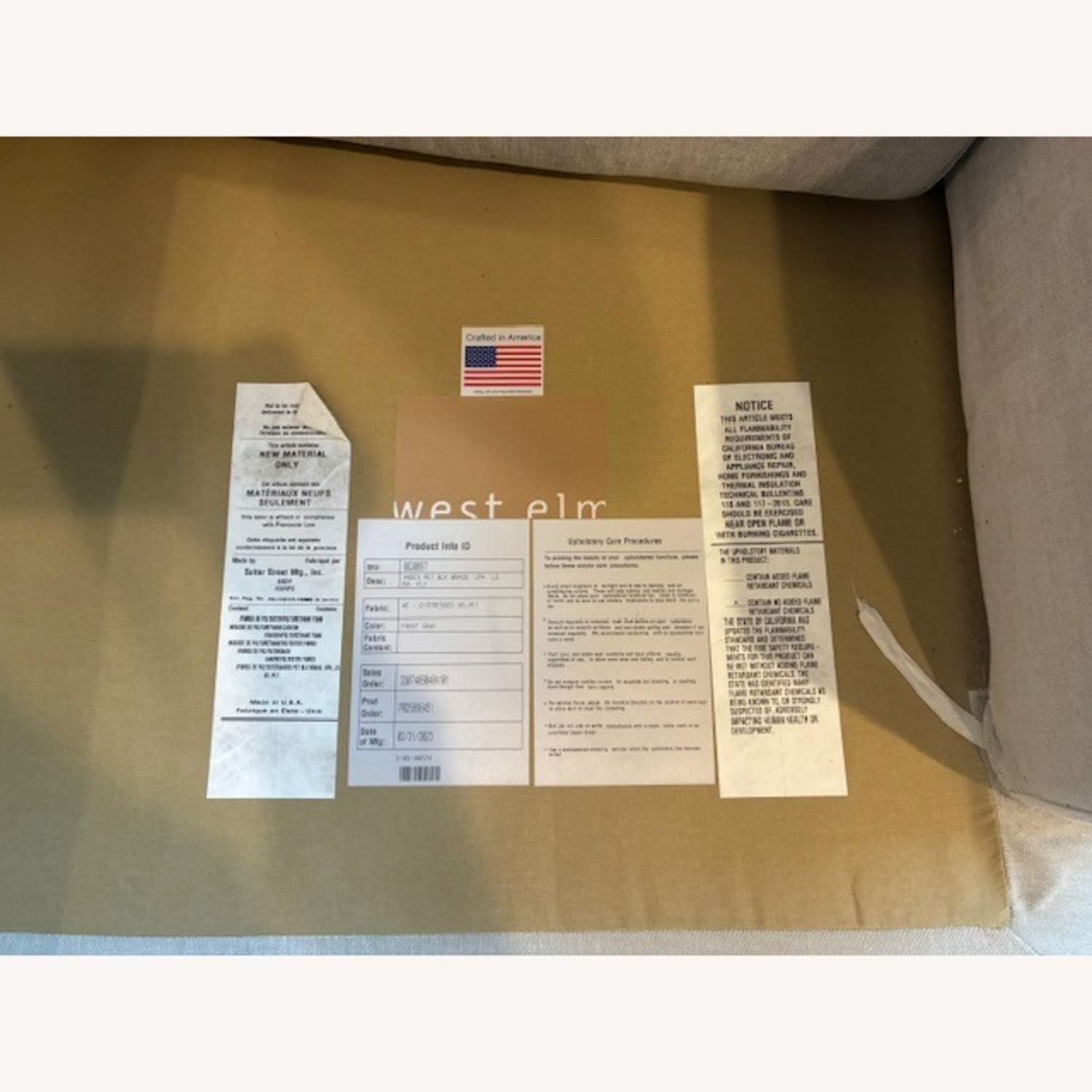 West Elm Andes Light Gray Velvet 2 Seater Sofa - image-5