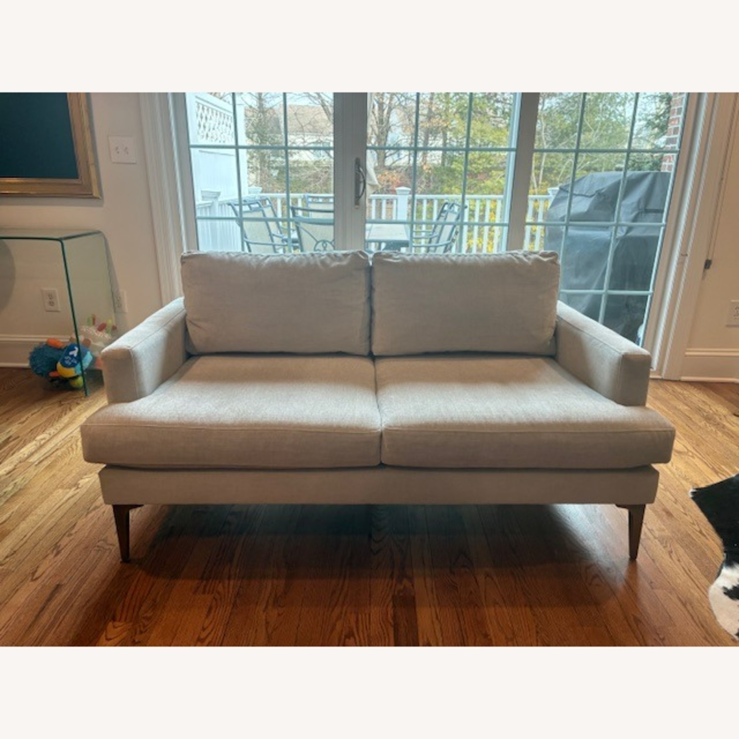 West Elm Andes Light Gray Velvet 2 Seater Sofa - image-3