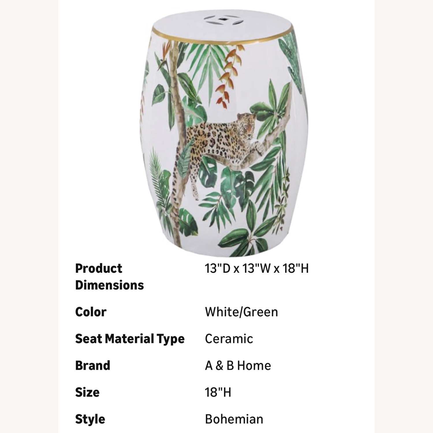 Tropical Feline Ceramic Stool/Table - image-1