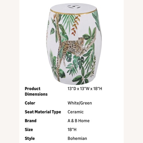 Used Tropical Feline Ceramic Stool/Table for sale on AptDeco