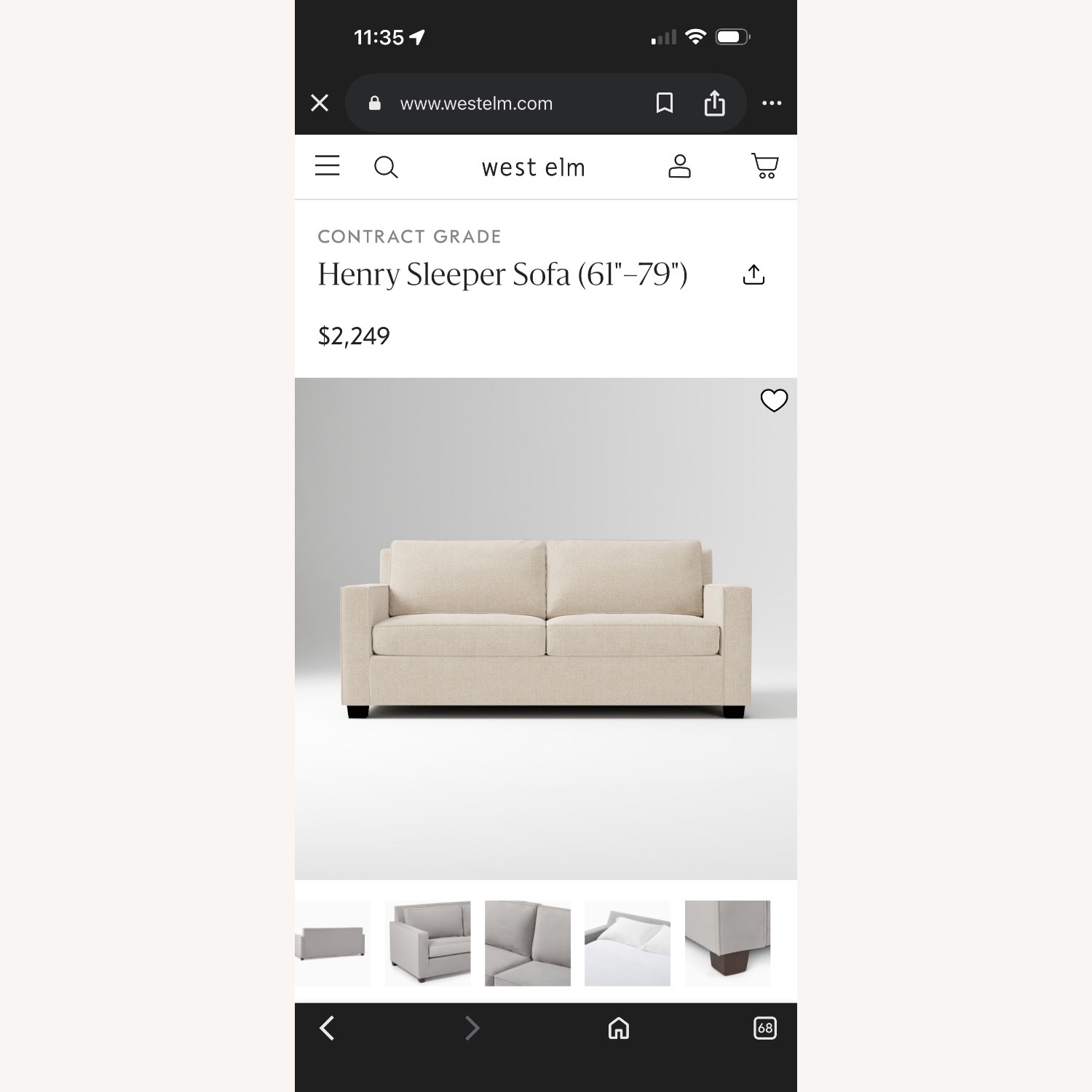 West Elm Natural Velvet Sleeper Sofa - image-4