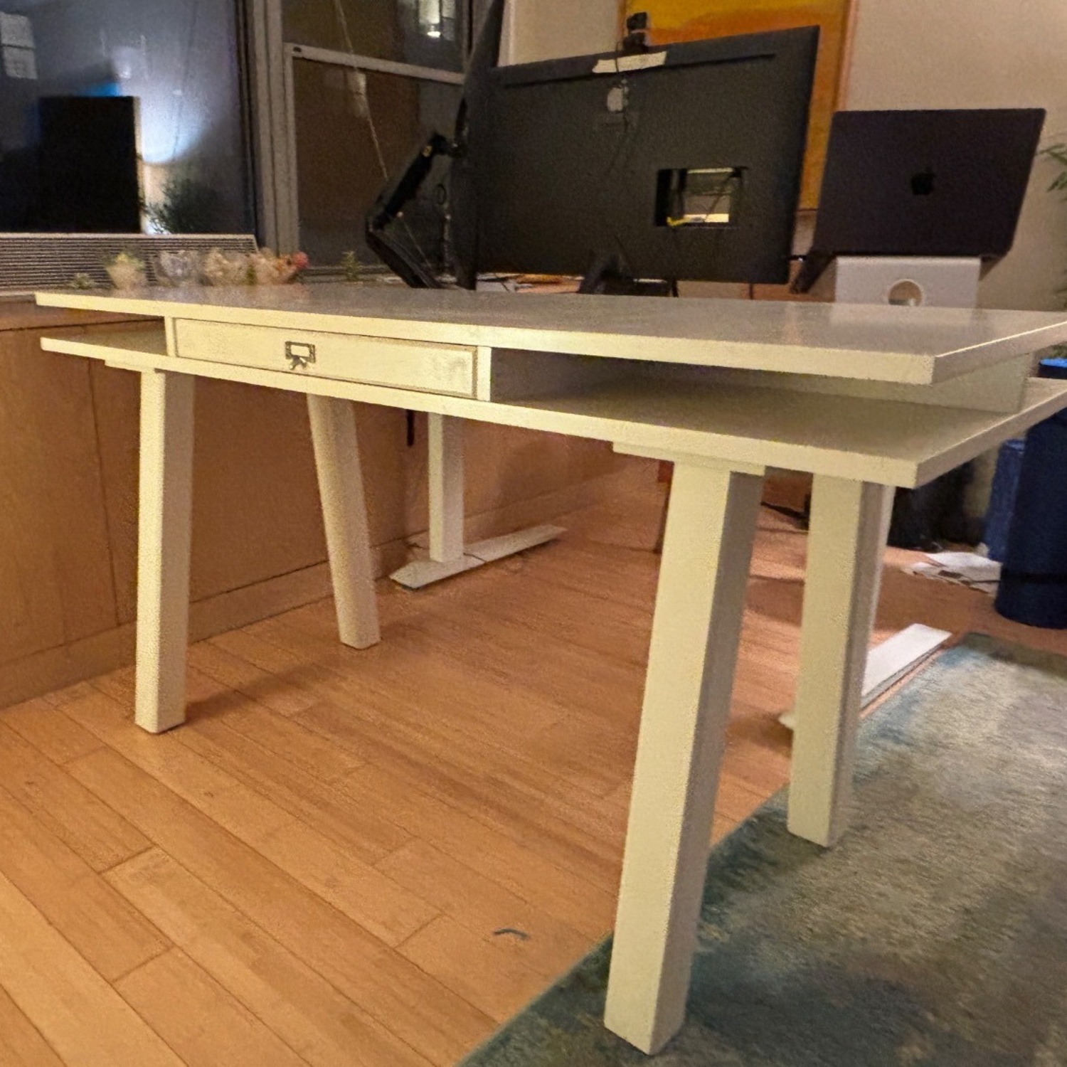 Pottery Barn Simply White Customize-It Open Core Desk with Post Base legs - image-3