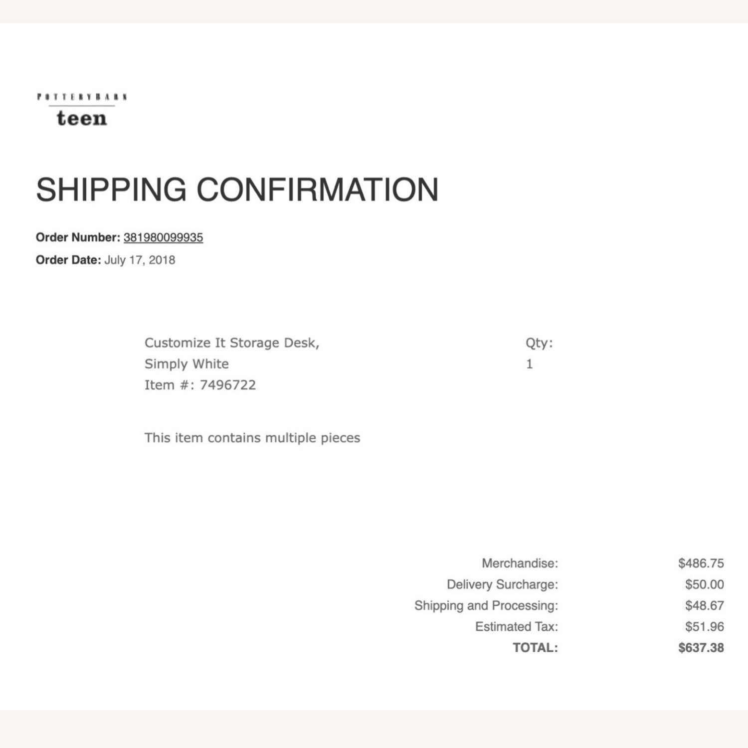 Pottery Barn Simply White Customize-It Open Core Desk with Post Base legs - image-5