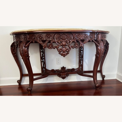 Used Entryway Hand Carved Console W Onyx Top for sale on AptDeco