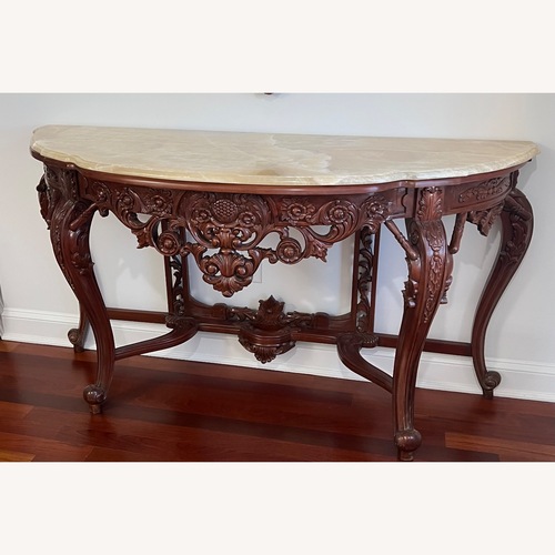 Used Entryway Hand Carved Console W Onyx Top for sale on AptDeco