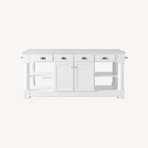 Used Williams Sonoma White Marble Kitchen Island for sale on AptDeco