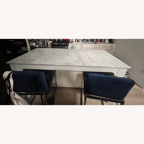 Used Williams Sonoma White Marble Kitchen Island for sale on AptDeco