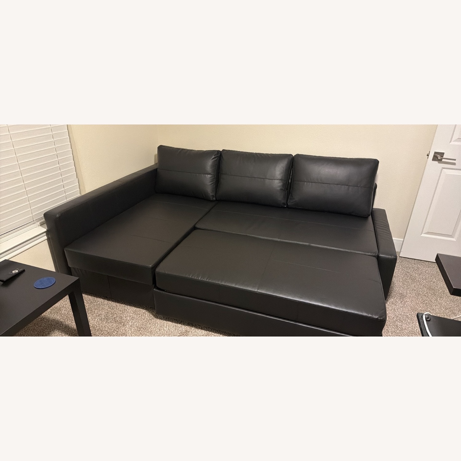 IKEA Black Faux Leather 3+ Piece Sectional - image-5