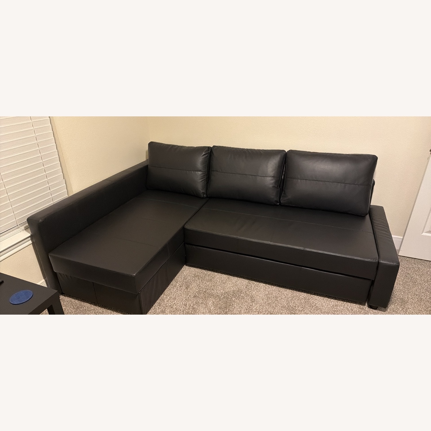 IKEA Black Faux Leather 3+ Piece Sectional - image-1