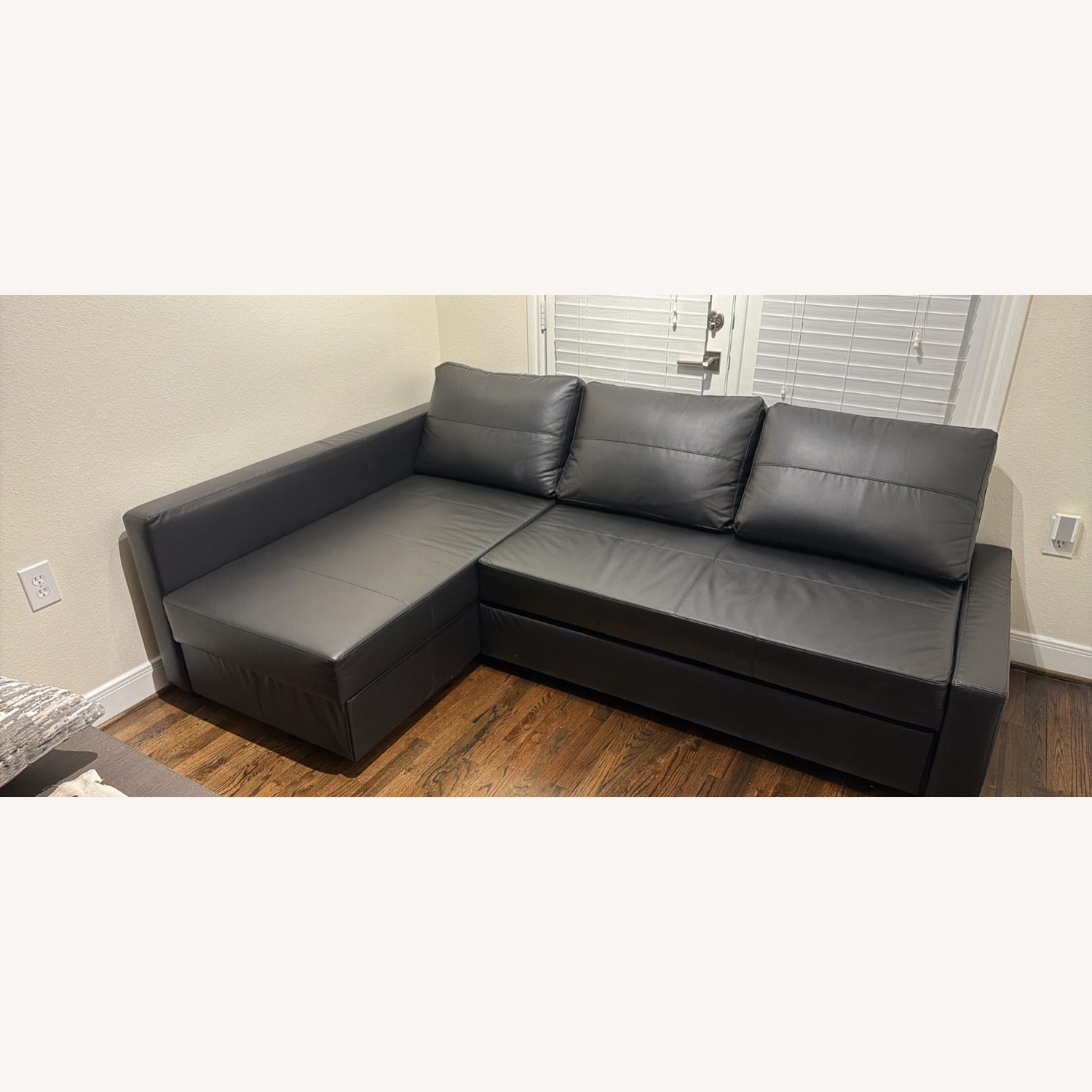 IKEA Black Faux Leather 3+ Piece Sectional - image-2