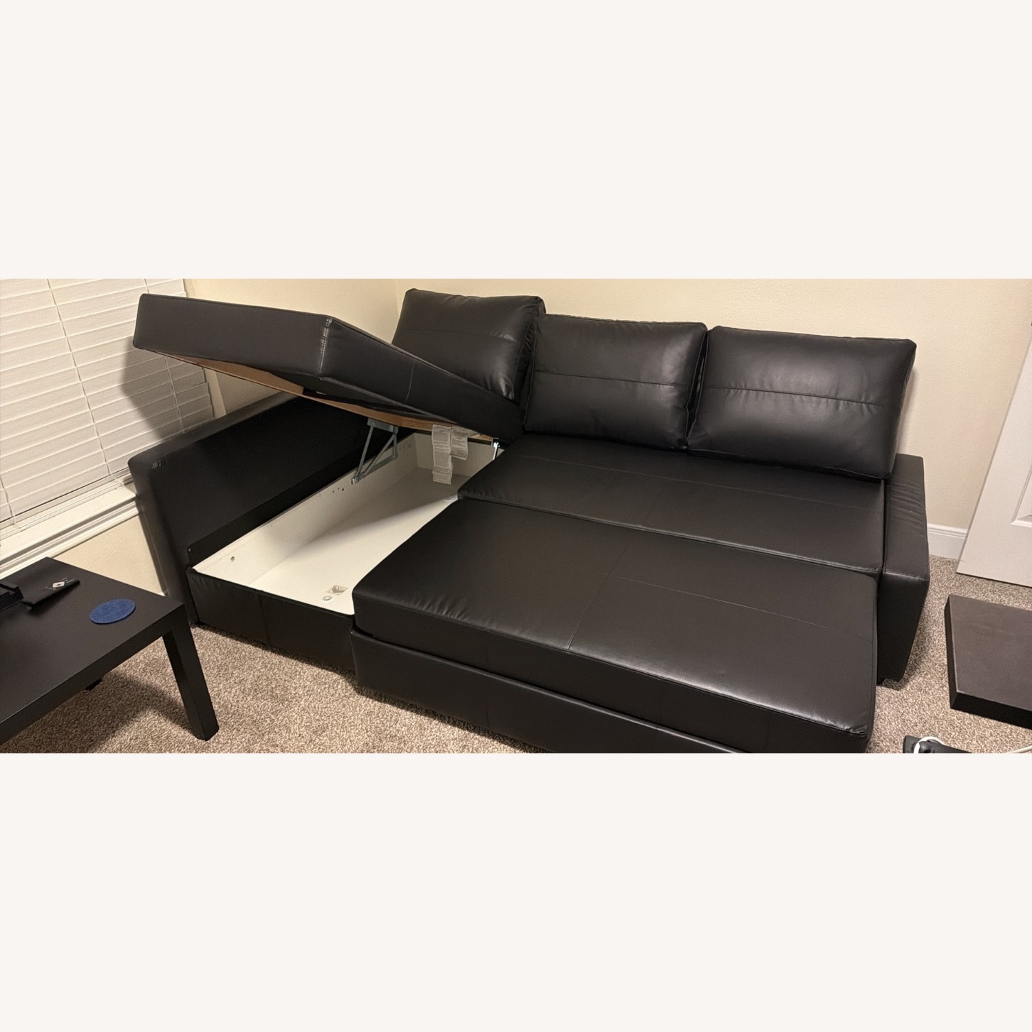 IKEA Black Faux Leather 3+ Piece Sectional - image-3