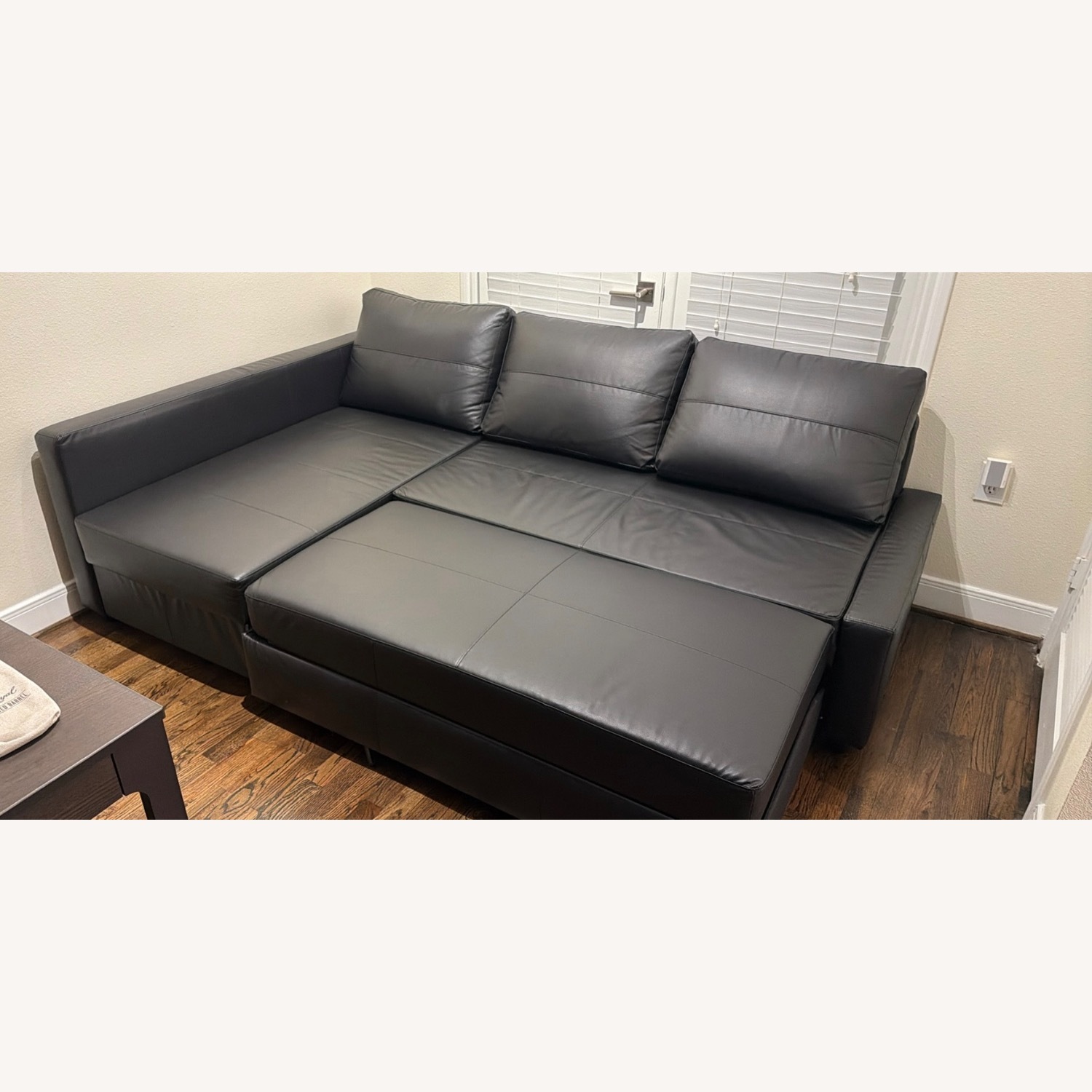 IKEA Black Faux Leather 3+ Piece Sectional - image-6