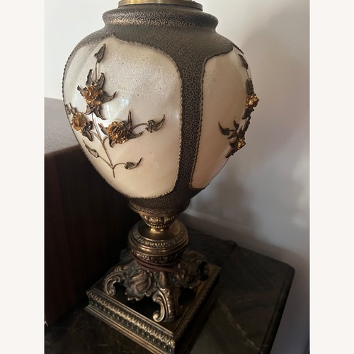 Used  Vintage Style Ornate Lamp W Fringe Shade for sale on AptDeco