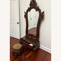 Antique Style Ornate Vanity Mirror with Stool
