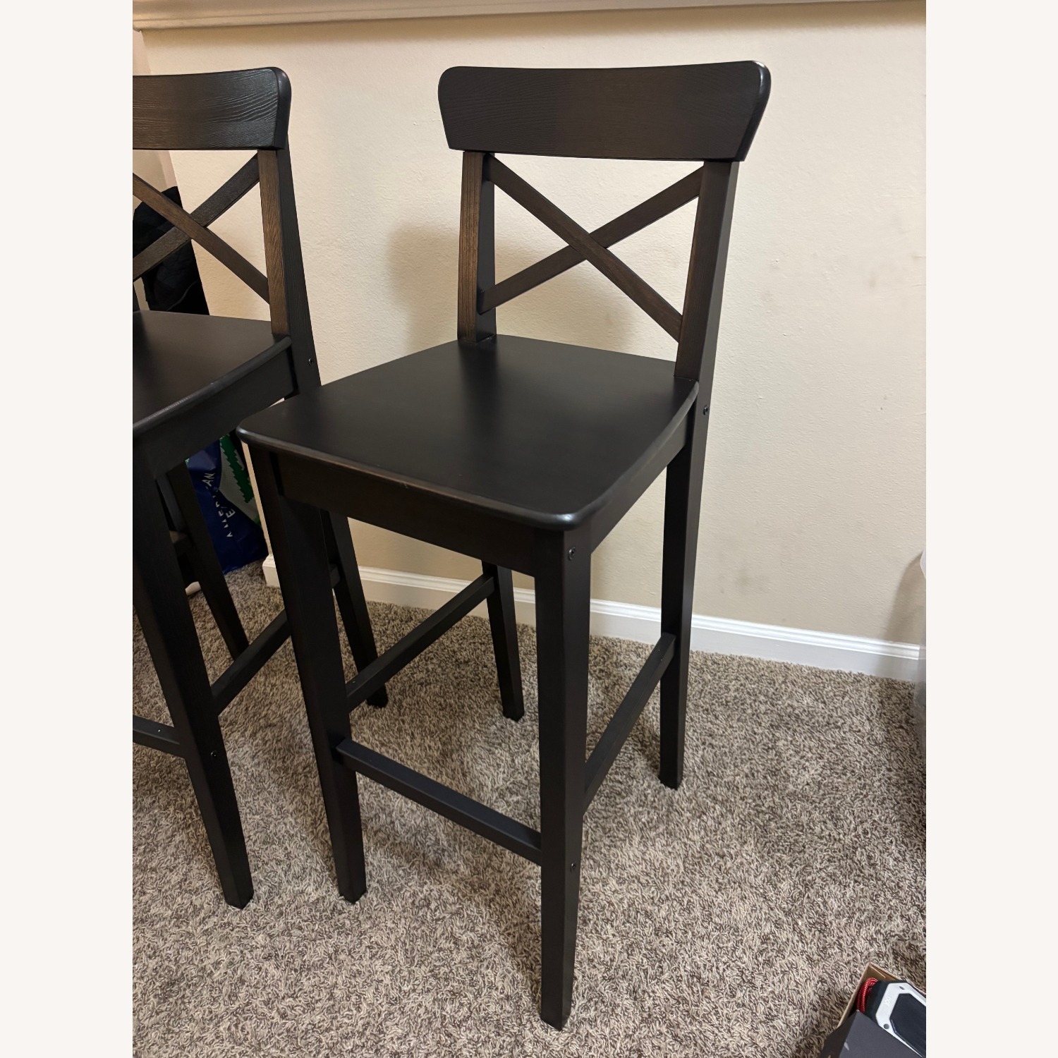 IKEA Rosentorp Black Wood Stools - image-4