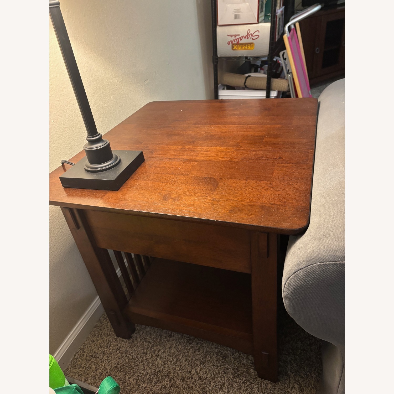 Dark Brown Wood Side Table - image-2