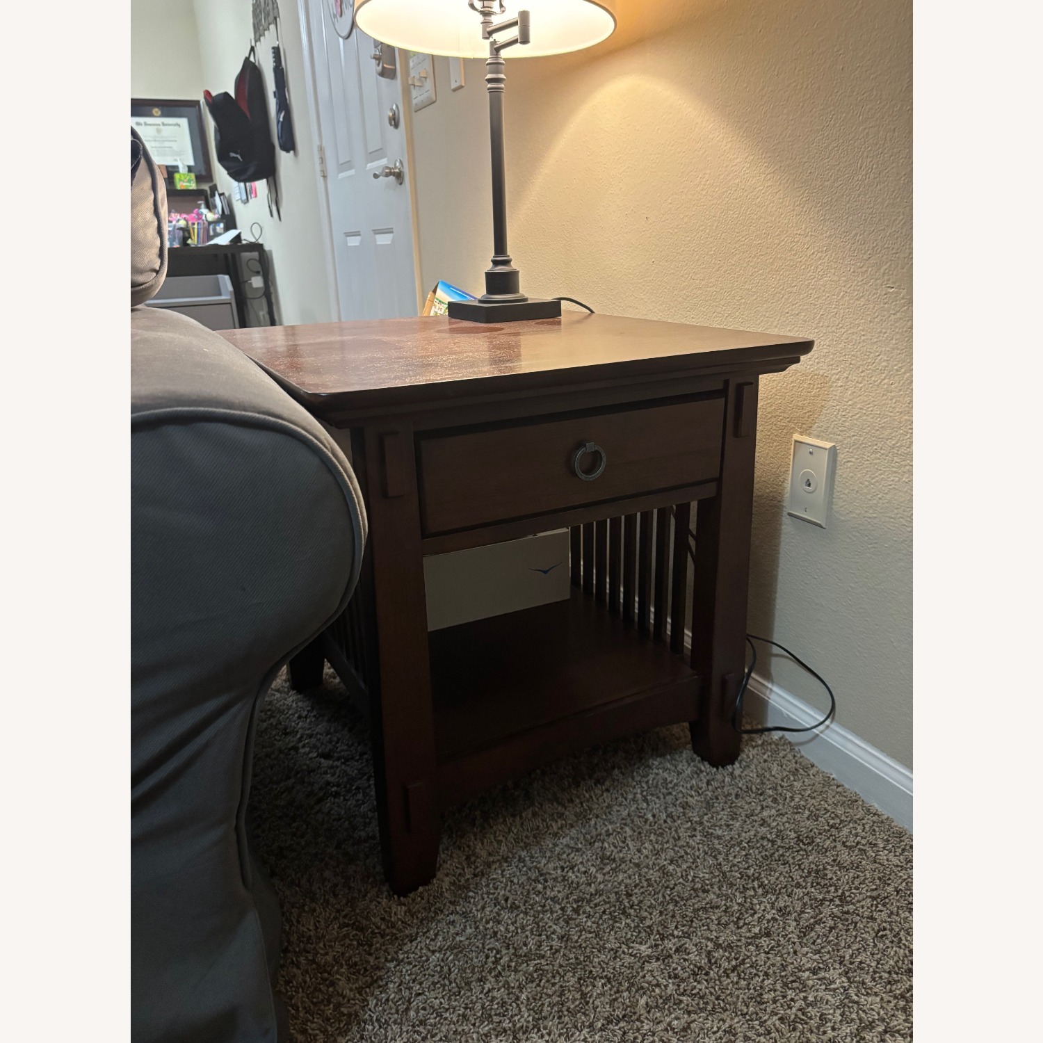 Dark Brown Wood Side Table - image-0