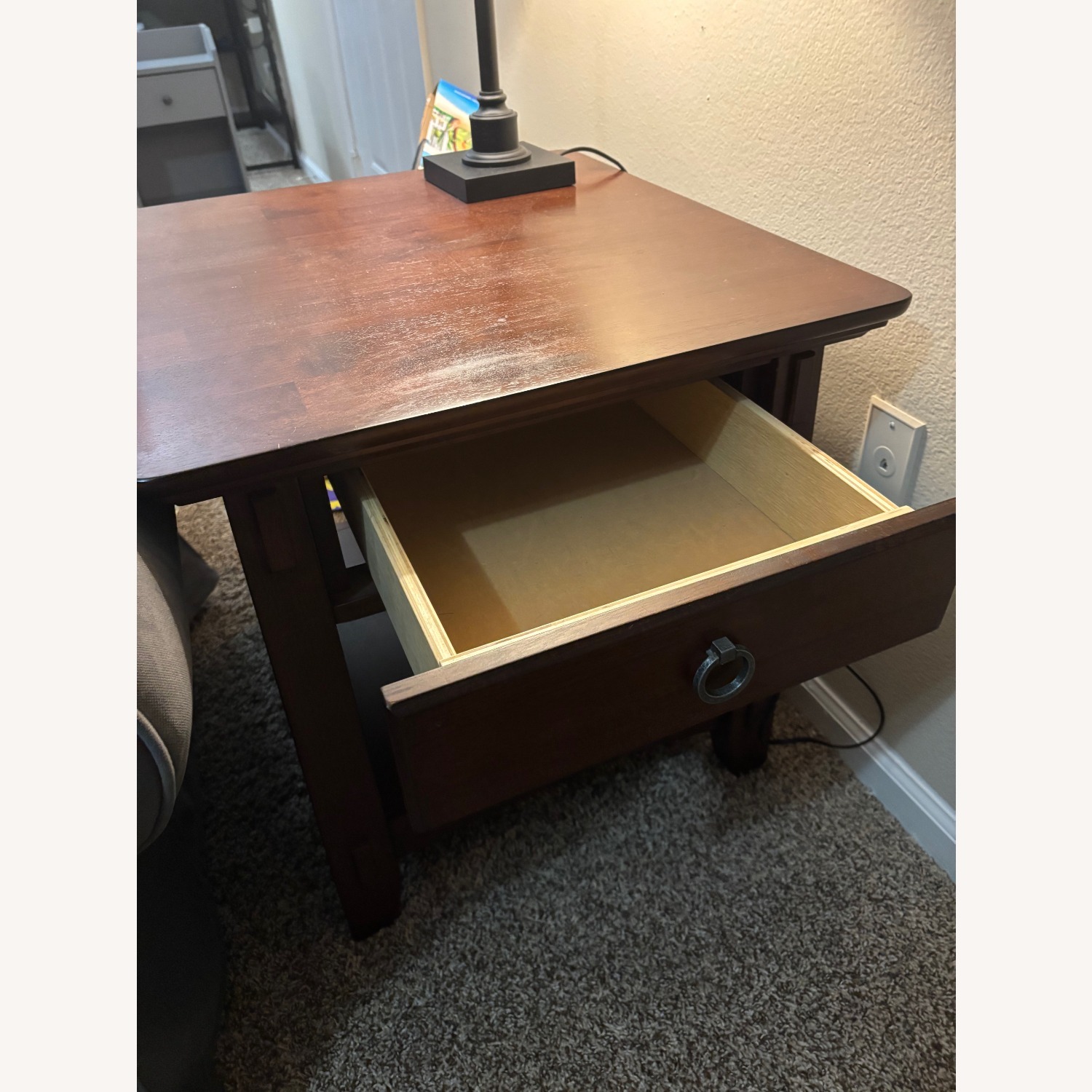 Dark Brown Wood Side Table - image-1