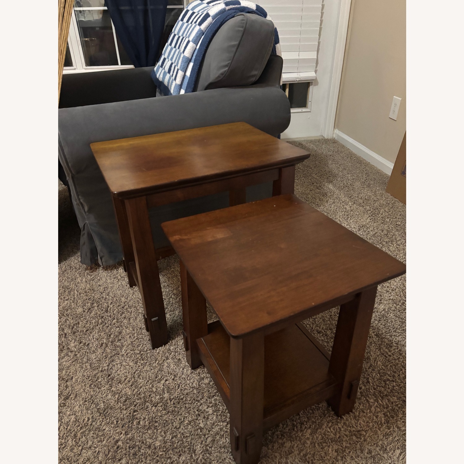 Dark Brown Wood Side Tables - image-3