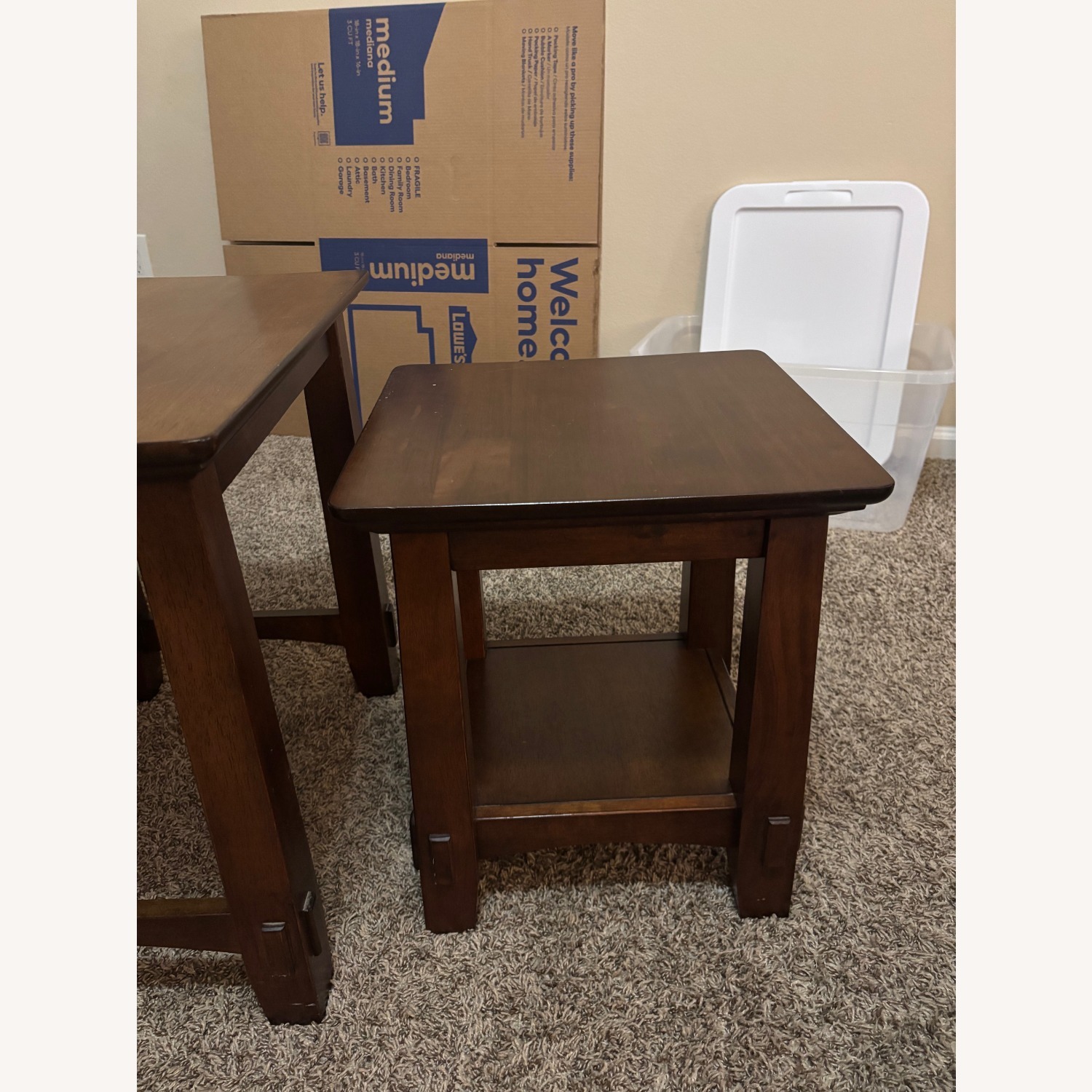 Dark Brown Wood Side Tables - image-2