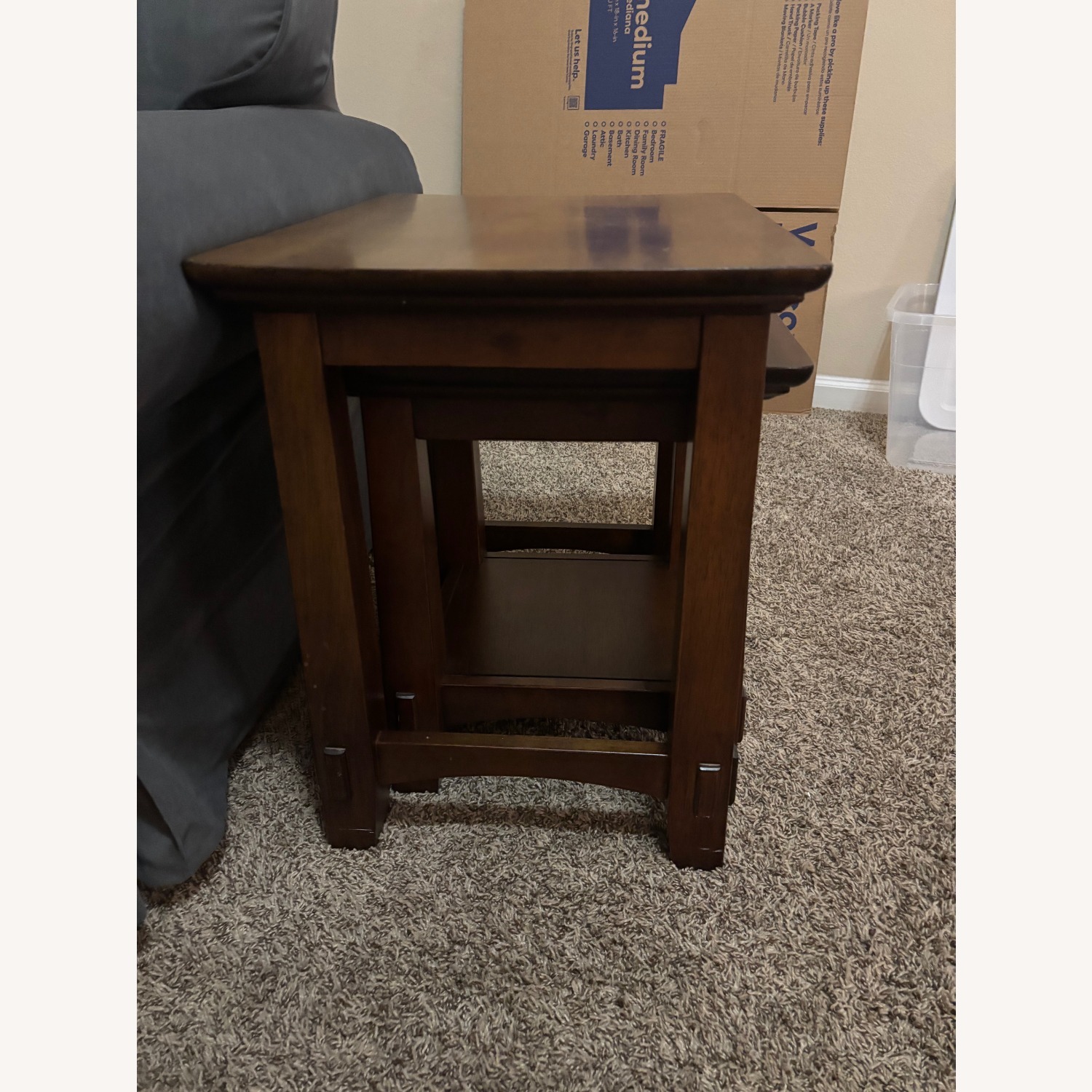 Dark Brown Wood Side Tables - image-0