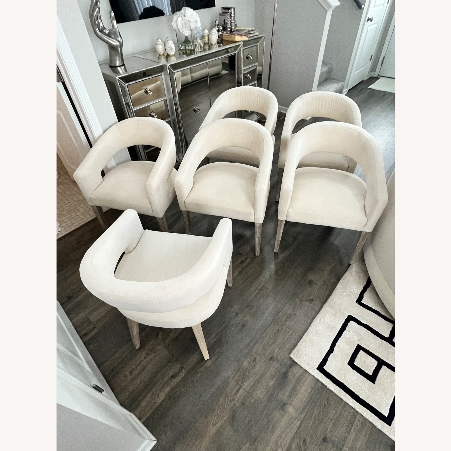 Z Gallerie Philippa White Velvet Dining Chairs - image-8