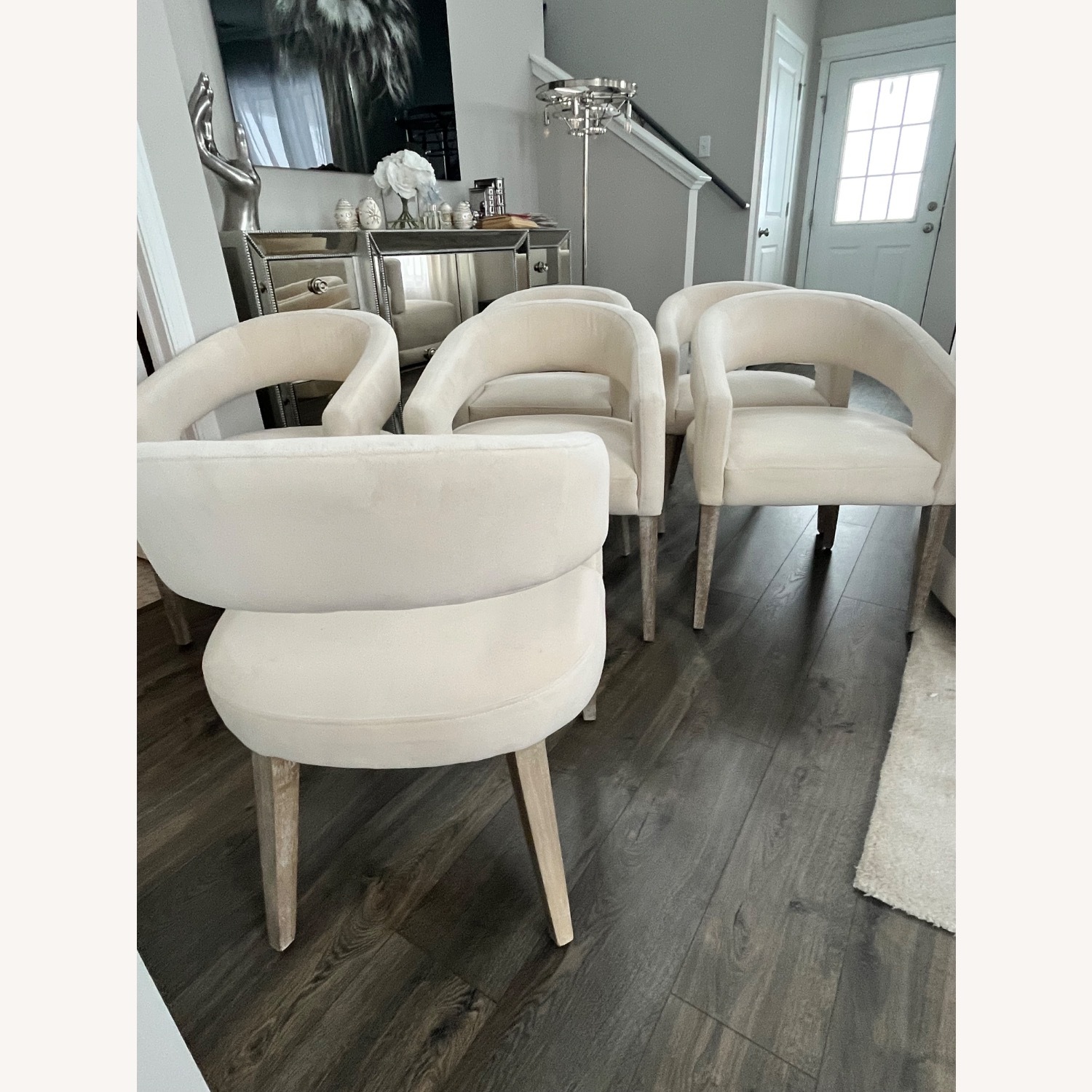 Z Gallerie Philippa White Velvet Dining Chairs - image-9