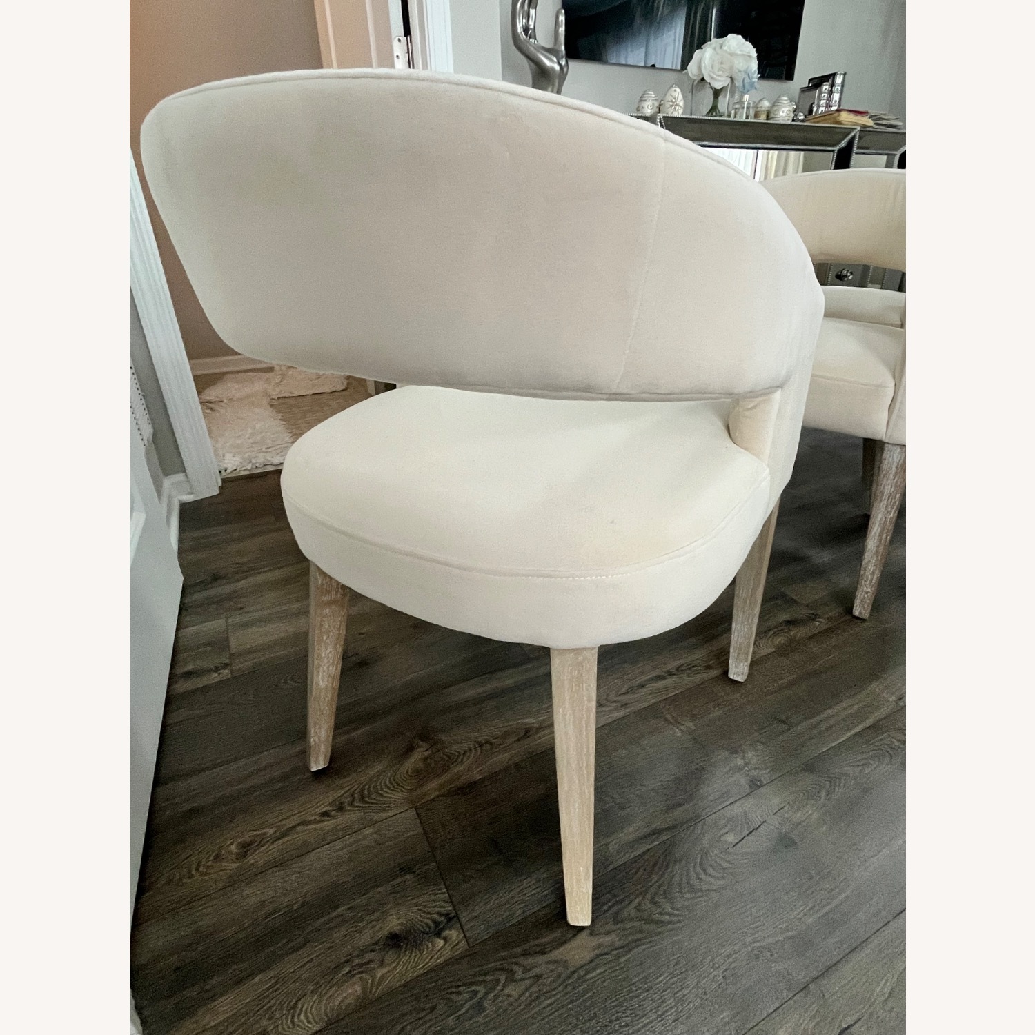 Z Gallerie Philippa White Velvet Dining Chairs - image-7