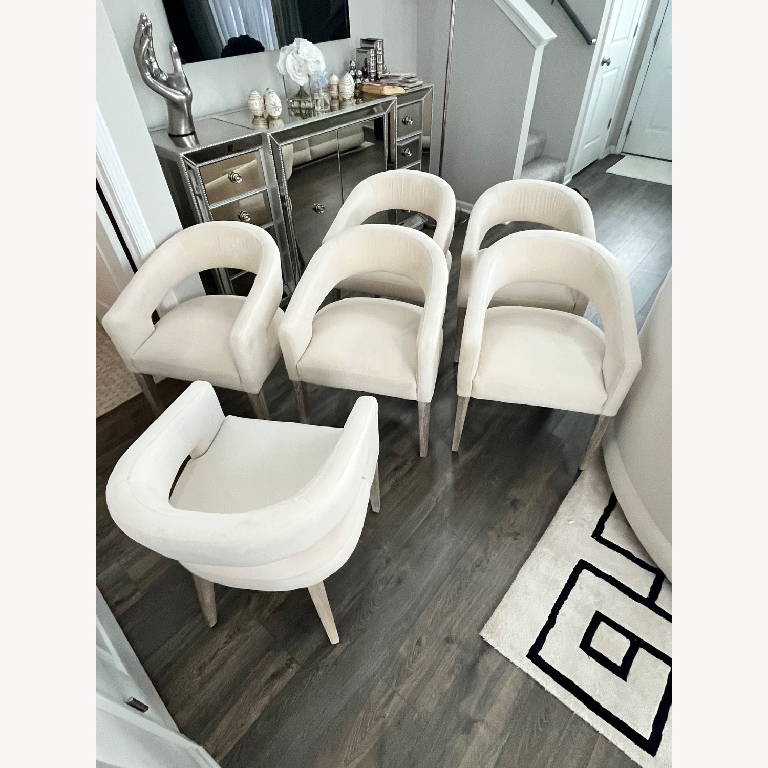 Z Gallerie Philippa White Velvet Dining Chairs - image-10