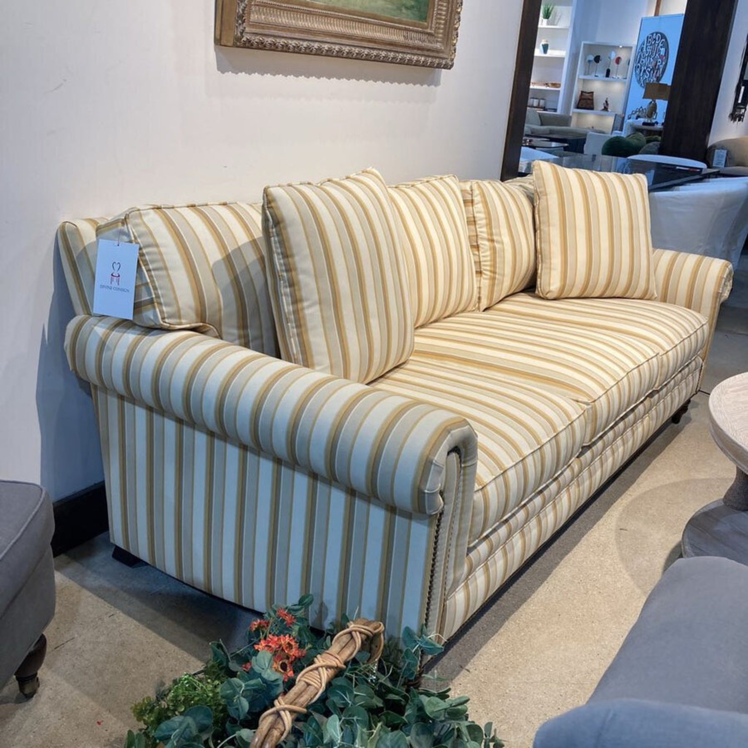Walter E. Smithe Classic Striped Roll-Arm Sofa - image-1