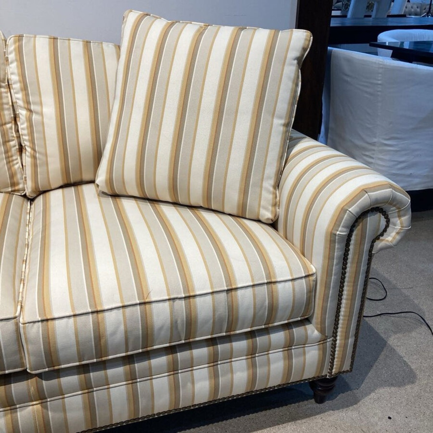 Walter E. Smithe Classic Striped Roll-Arm Sofa - image-4