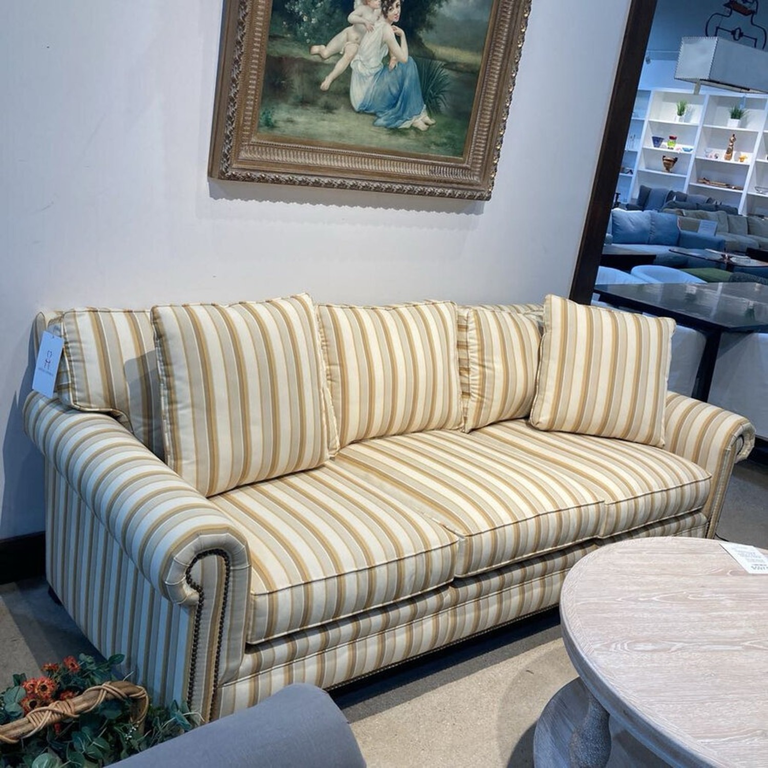 Walter E. Smithe Classic Striped Roll-Arm Sofa - image-2