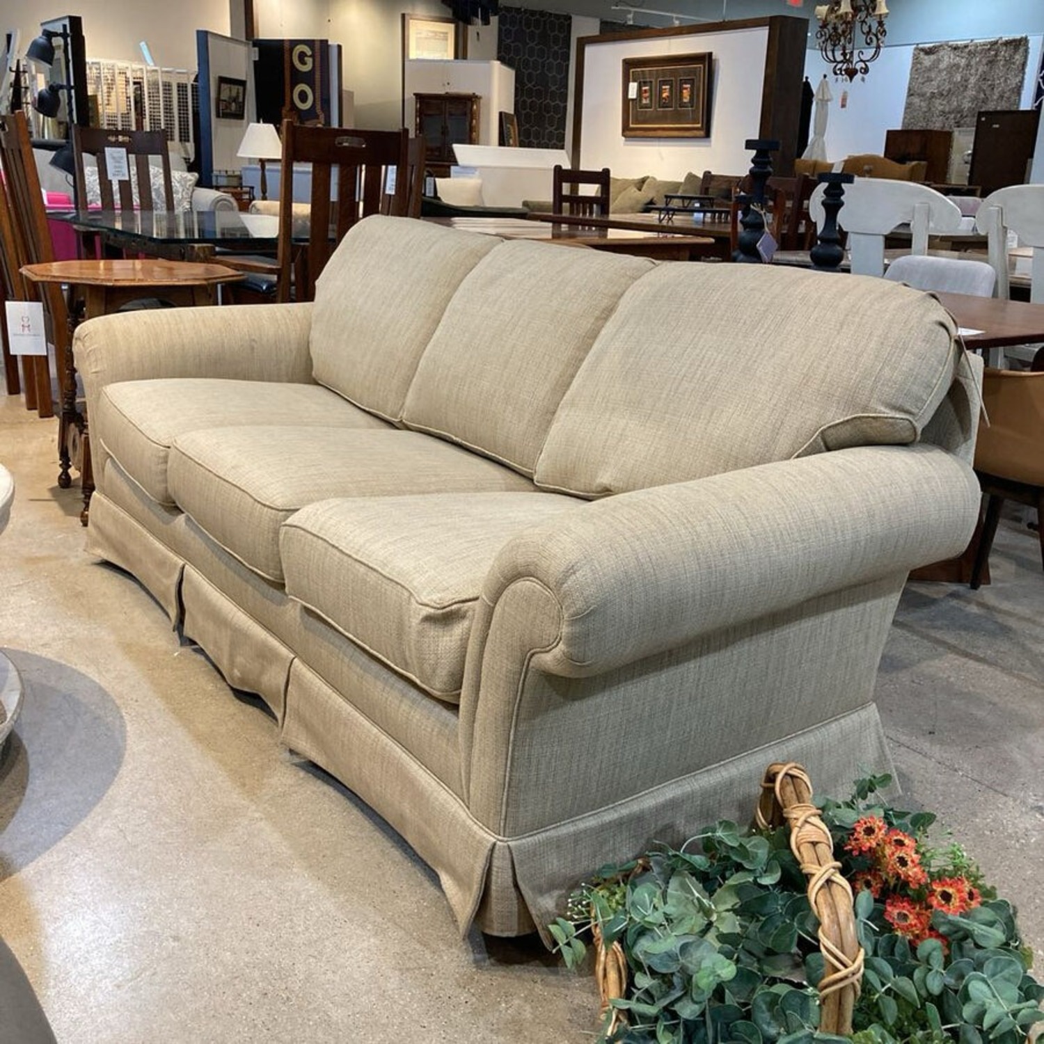 Skirted 3-Seat Roll-Arm Sofa - image-1