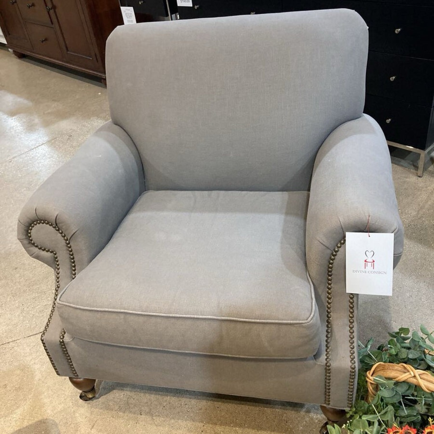 Pottery Barn Brooklyn Fabric Armchair w/ Ottoman - image-3