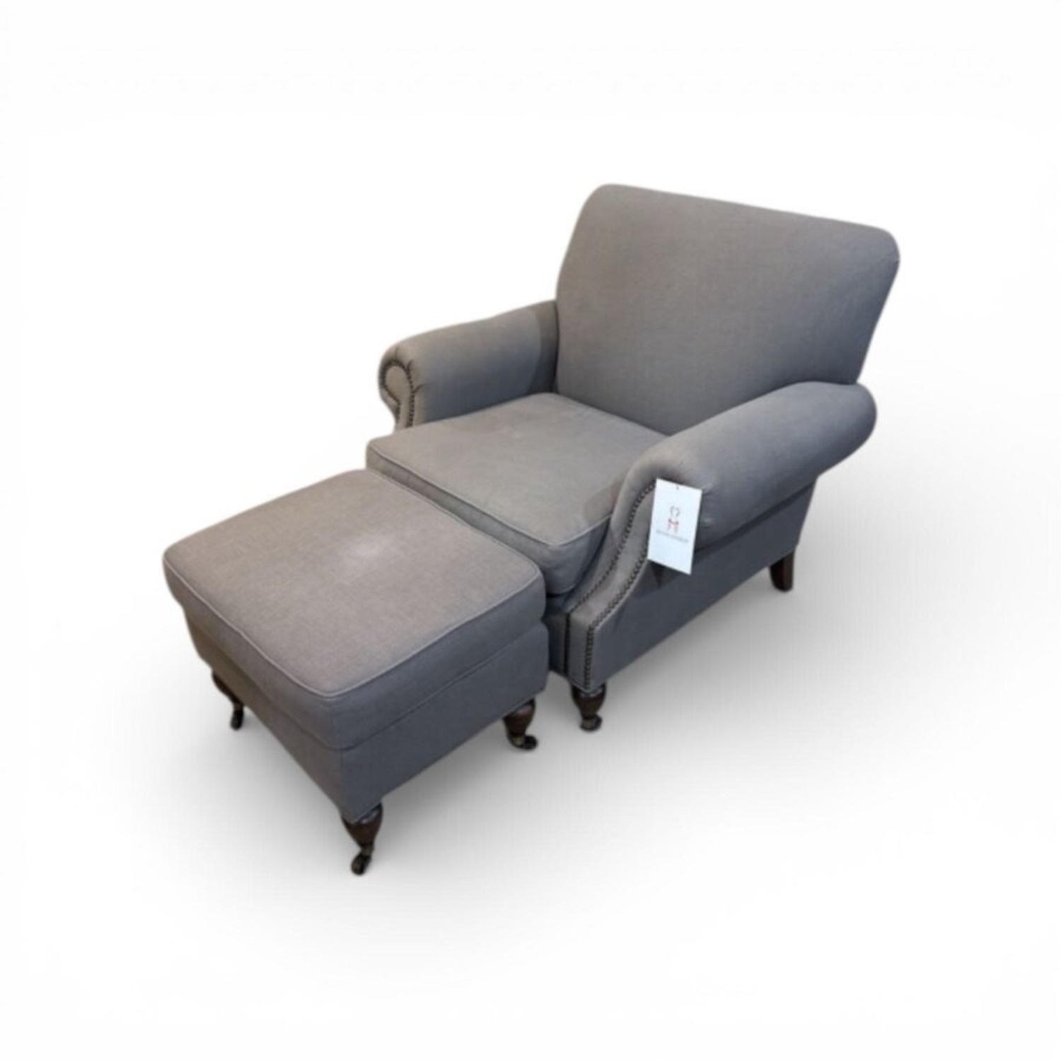 Pottery Barn Brooklyn Fabric Armchair w/ Ottoman - image-0