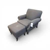 Pottery Barn Brooklyn Fabric Armchair w/ Ottoman