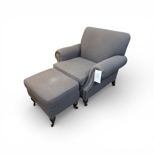 Used Pottery Barn Brooklyn Fabric Armchair w/ Ottoman  for sale on AptDeco