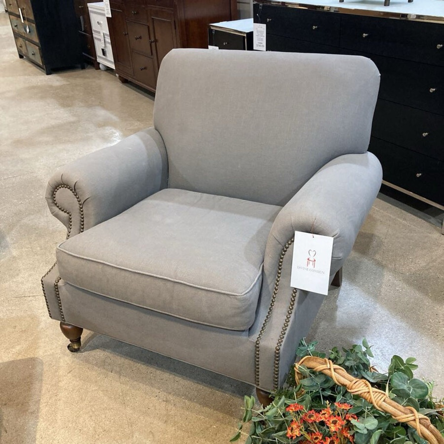 Pottery Barn Brooklyn Fabric Armchair w/ Ottoman - image-2