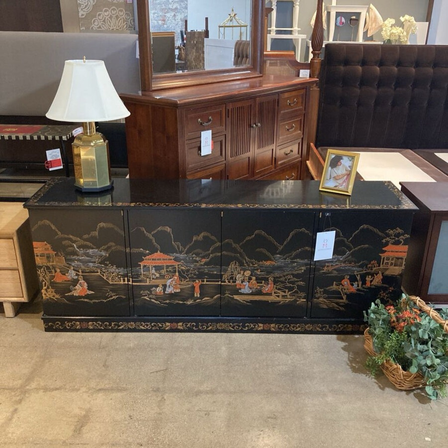 Black Lacquer Oriental Credenza - image-3