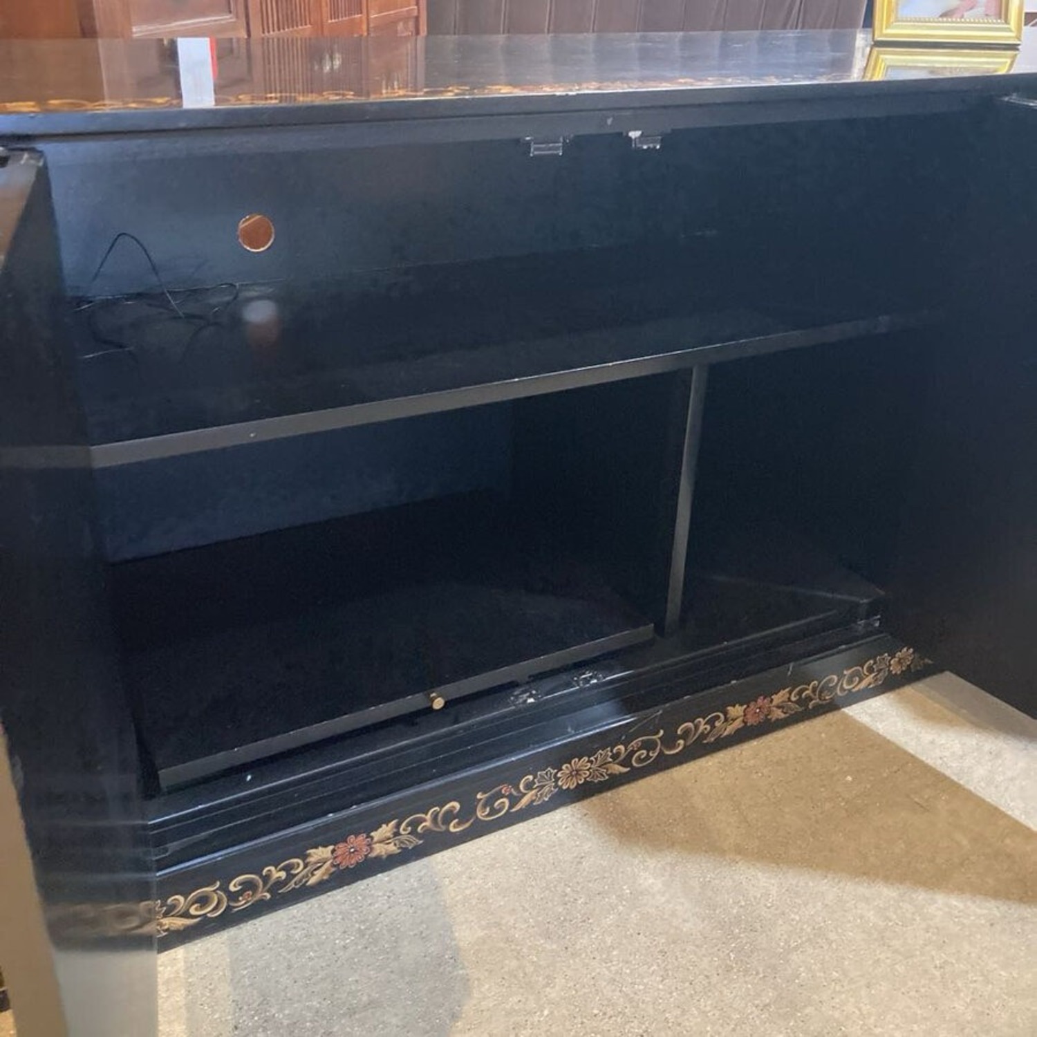 Black Lacquer Oriental Credenza - image-7