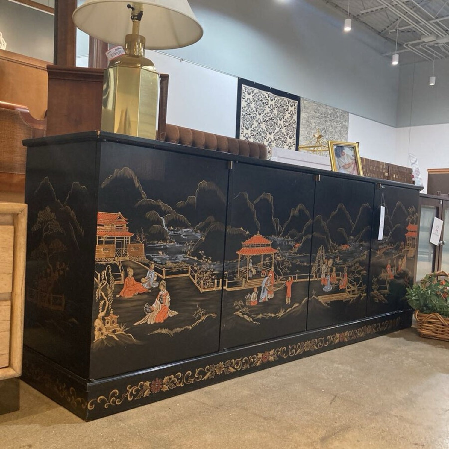 Black Lacquer Oriental Credenza - image-2