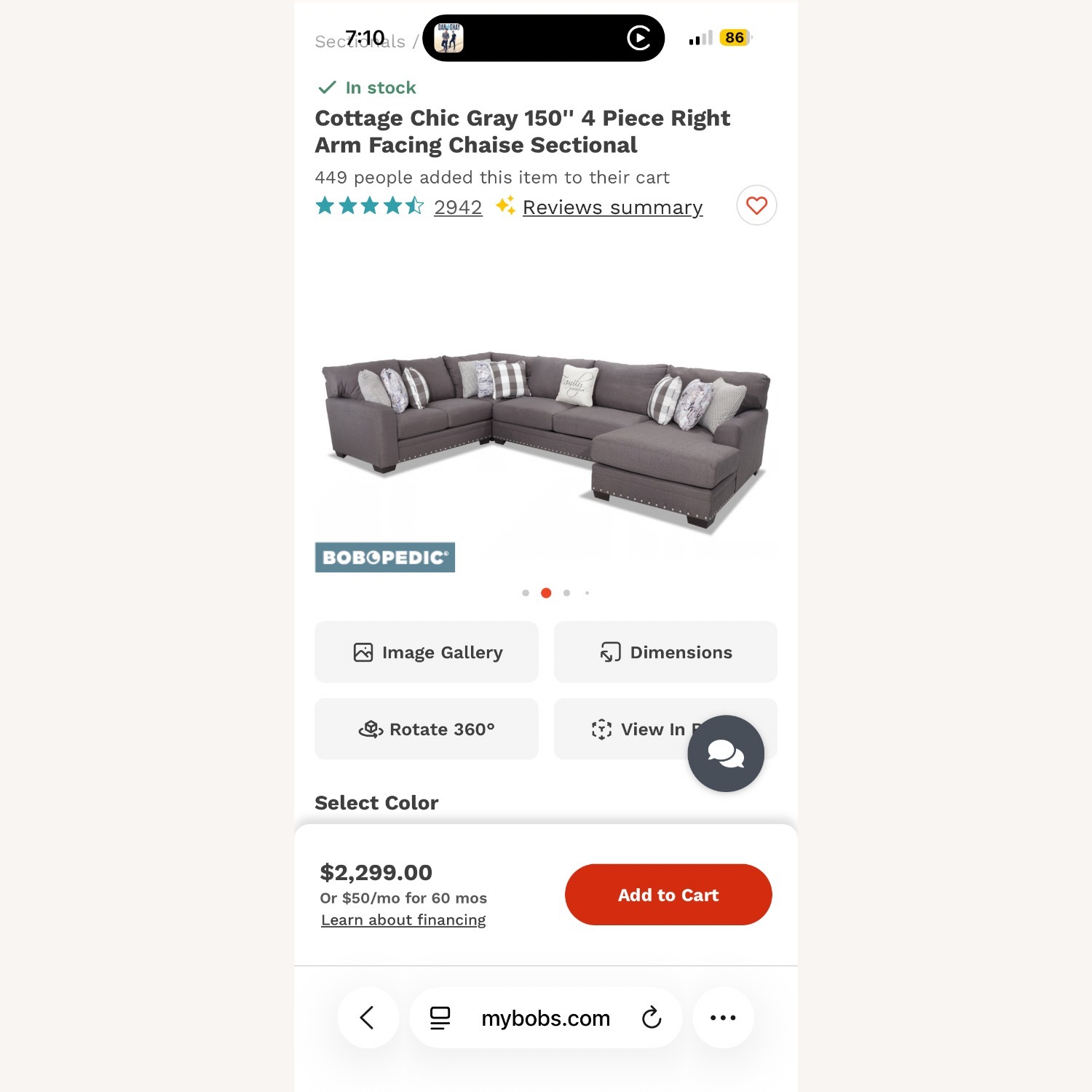 Bob's Discount 4 Piece Sectional - image-3